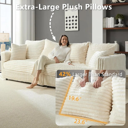 Oversized Cloud Couch Convertible 4 Seat Corduroy Sofa