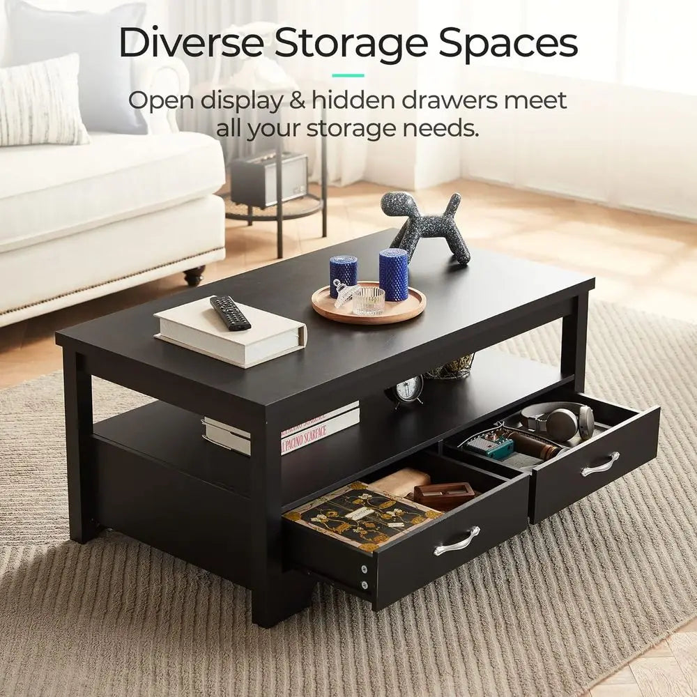 4-Piece Living Room Set with TV Stand for  up to 65" TV, Coffee Table, and 2 End Tables with Charging Stations
