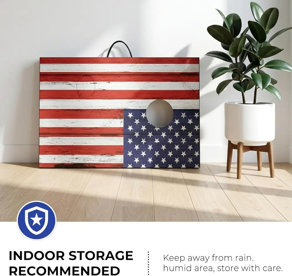 Portable Cornhole Board Set - Premium MDF Wood, 8 Bean Bags