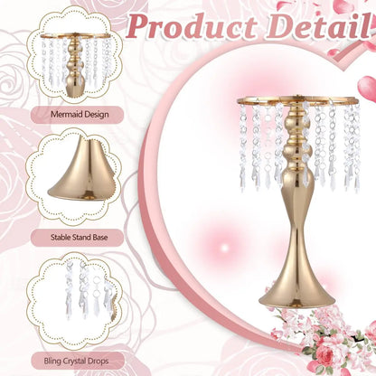 Table Centerpiece Set of 8 Gold Vase Stand with Crystals