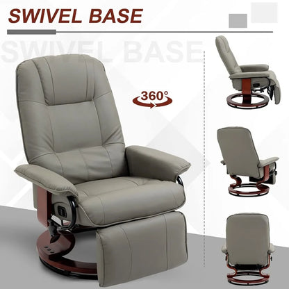 Faux Leather Recliner Chair Manual Swivel Lounge Chair With Footrest
