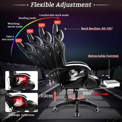 Gaming Chair with Speakers RGB Massage Recliner Bluetooth