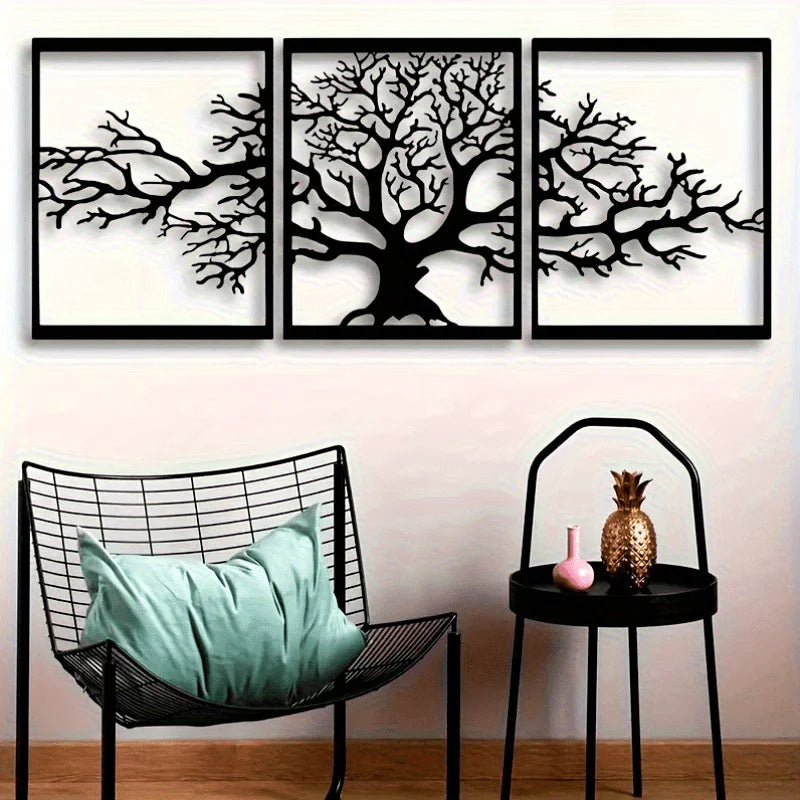Tree of Life Metal Wall Art 3Pcs Set Unique Wall Hanging Decor