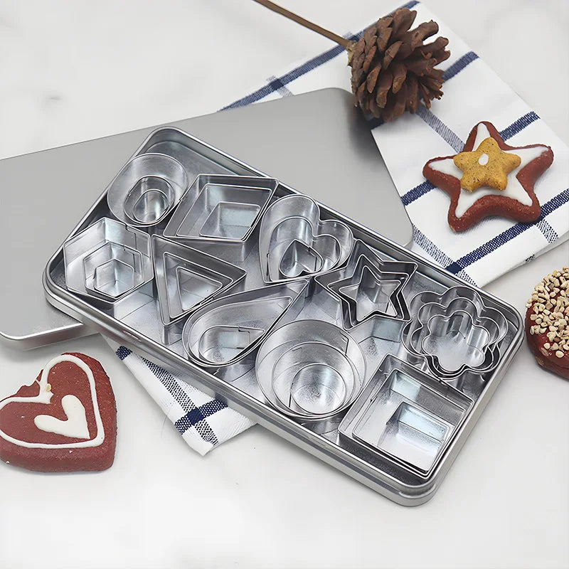 Cookie Cutter Set Stainless Steel Geometric Shapes with Clay Molds