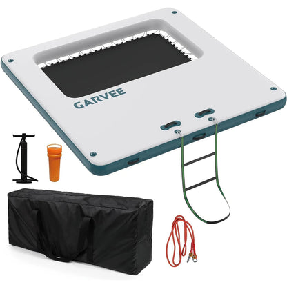 Inflatable Floating Dock 10x10FT Platform with Mesh Swim Area