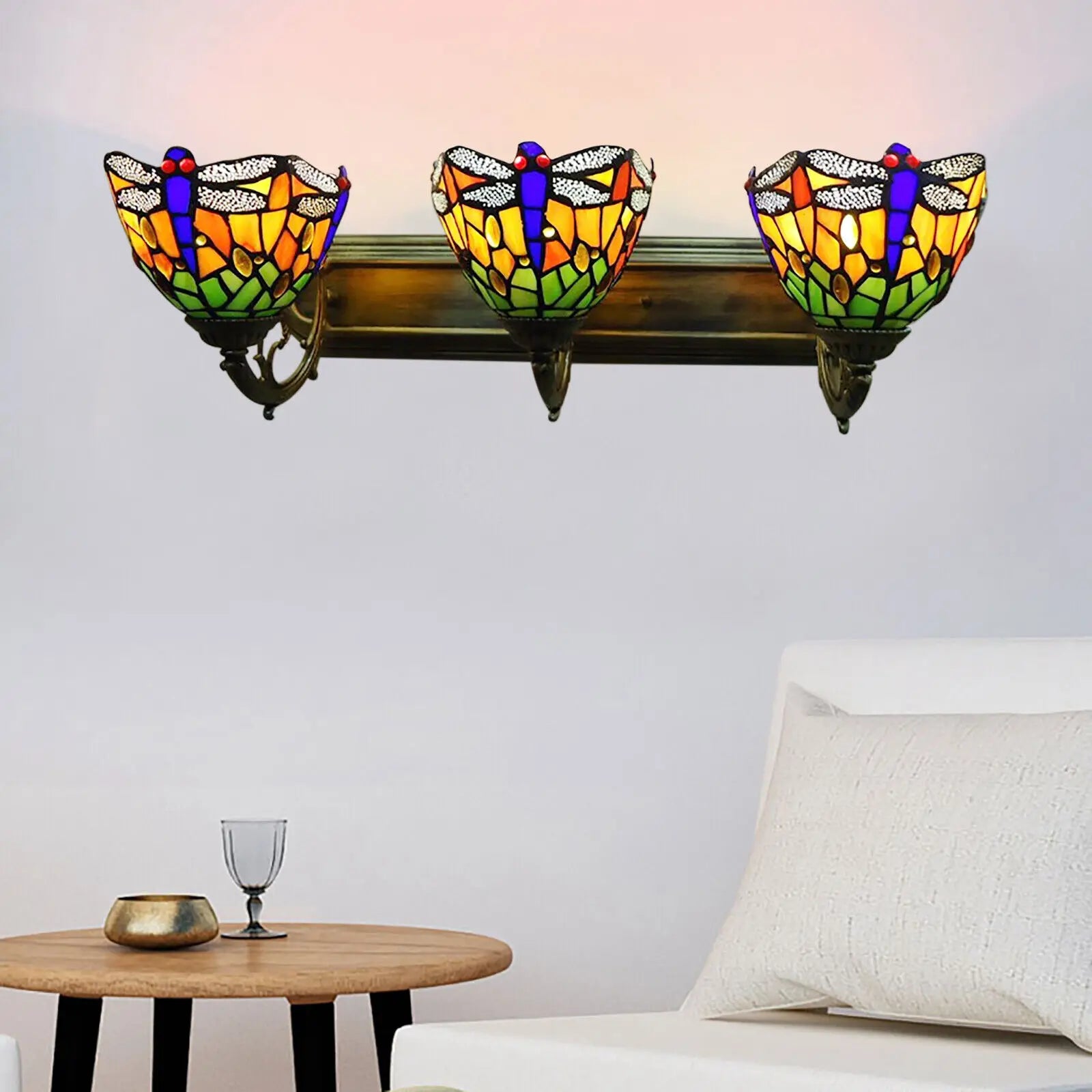 Stained Glass Wall Sconce Victorian Tiffany Vanity Lighting