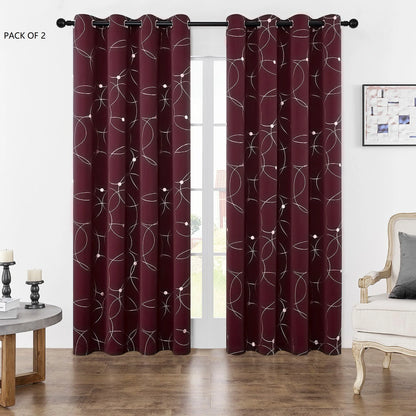 Blackout Curtains Pack of 2 Foil Printed Thermal Insulated Grommets