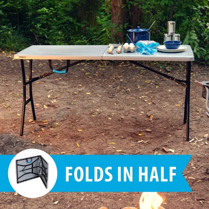 5 Foot Rectangle Fold in Half Table Indoor Outdoor Folding Table
