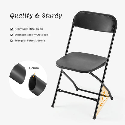 Folding Chair Plastic Seat Metal Frame 330LB Lightweight Portable