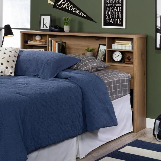 Bookcase Headboard Bed Frame Storage Shelves for Queen or King