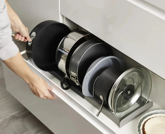 Pots and Pans Storage Rack Expandable Cabinet Organizer 6 Shelves