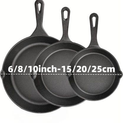 Cast Iron Skillet Set 3PCS Pre-Seasoned Non-Stick