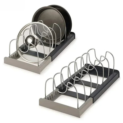 Pots and Pans Storage Rack Expandable Cabinet Organizer 6 Shelves