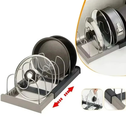 Pots and Pans Storage Rack Expandable Cabinet Organizer 6 Shelves