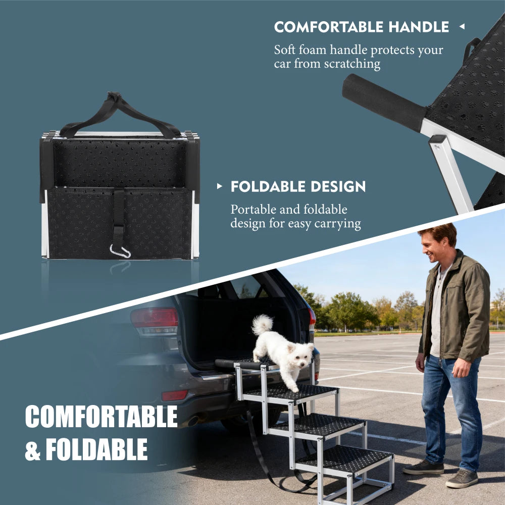 Dog Steps Foldable Portable Pet Stairs Non-Slip Reinforced Design