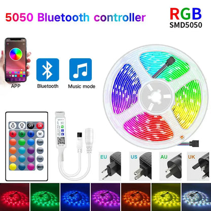 RGB LED Strip Lights 15M 20M 30M Bluetooth Controller Color Changing