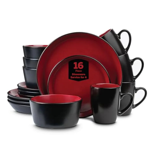 Stoneware Dinnerware Set 16-Piece Albie Microwave & Dishwasher Safe