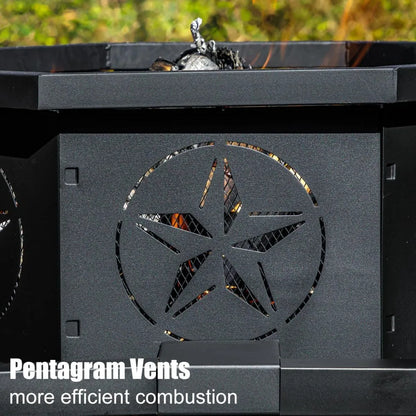 43 Inch Octagonal Wood Burning Fire Pit,