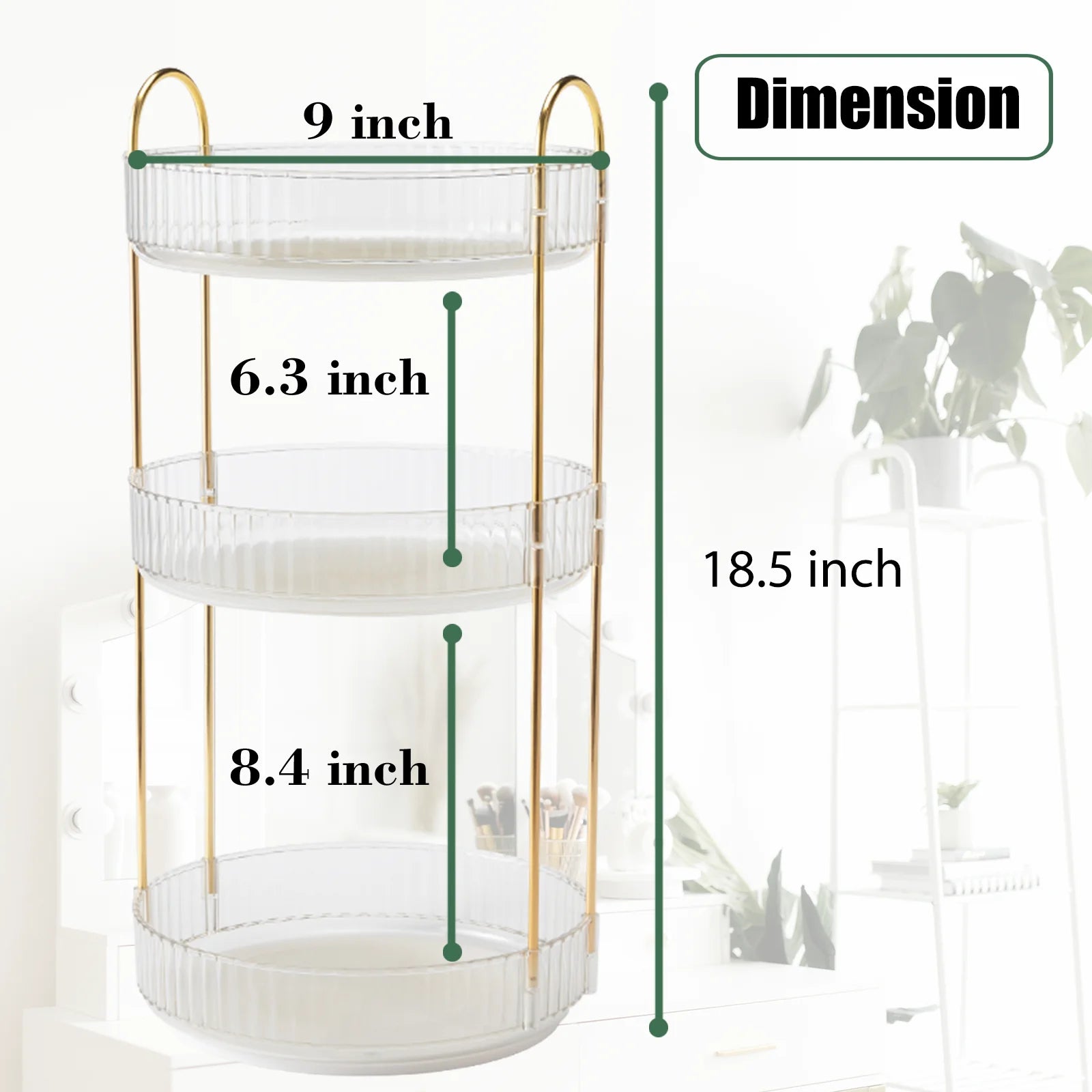 3 Tier Rotating Organizer High Capacity Countertop Storage Rack