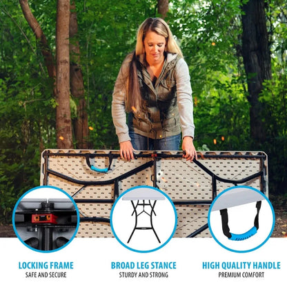 5 Foot Rectangle Fold in Half Table Indoor Outdoor Folding Table