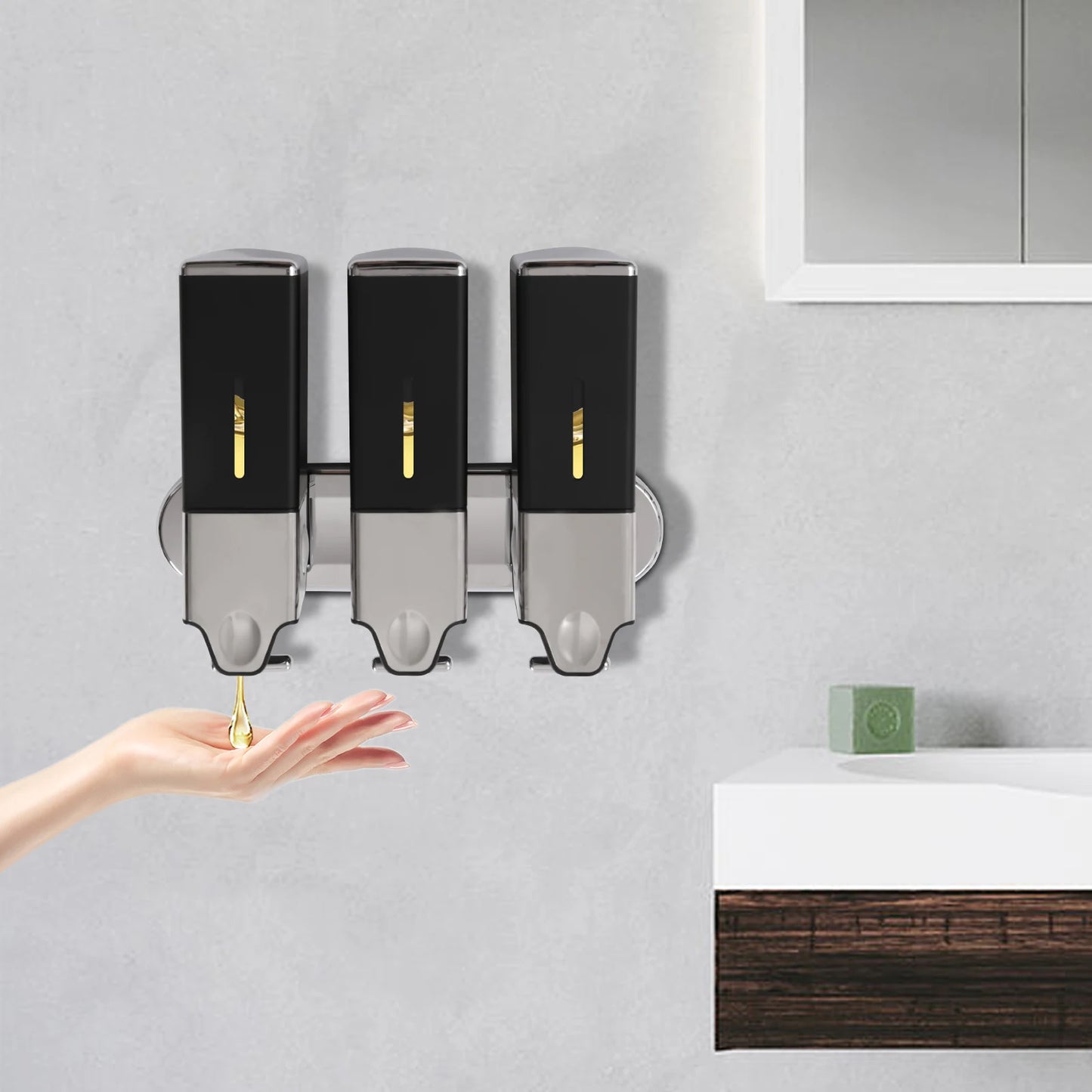 Triple Wall Mount Soap Dispenser, Lockable