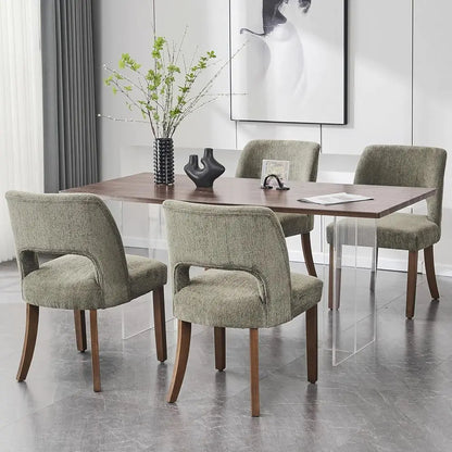 Wooden Dining Chairs, Set of 4, Modern, Fabric Upholstered