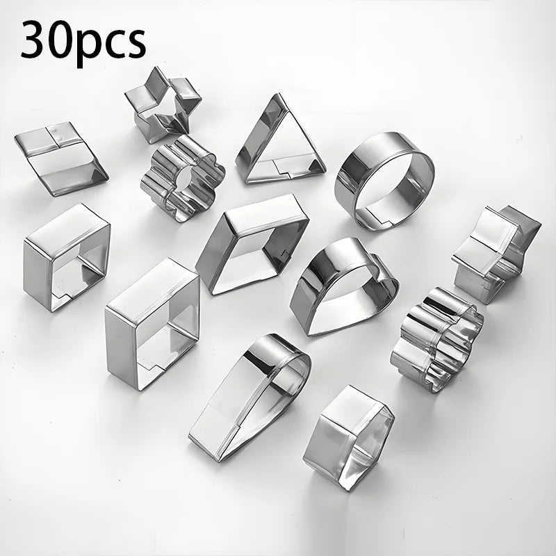 Cookie Cutter Set Stainless Steel Geometric Shapes with Clay Molds