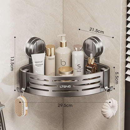 Suction Shower Caddy Corner Stainless Steel No Drill Rustproof Hooks
