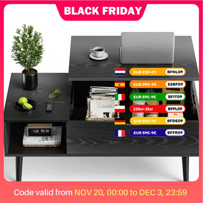 Lift Top Coffee Table with Hidden Storage and Easy Lift Design