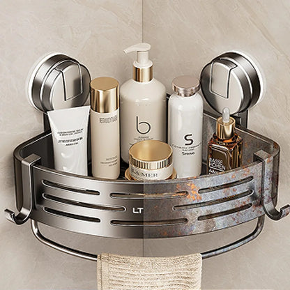 Suction Shower Caddy Corner Stainless Steel No Drill Rustproof Hooks