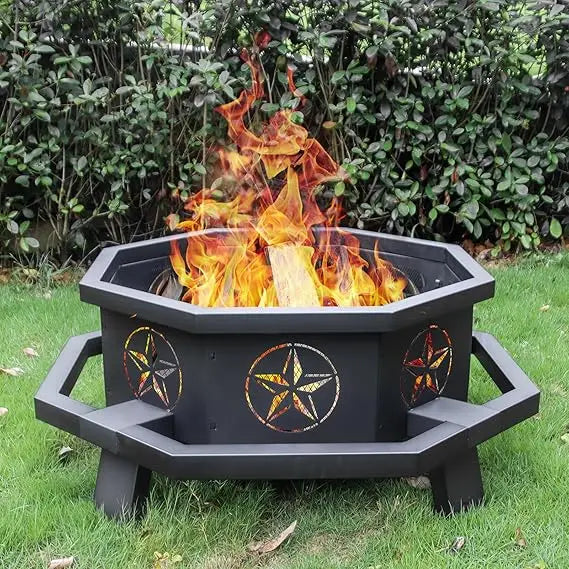 43 Inch Octagonal Wood Burning Fire Pit,