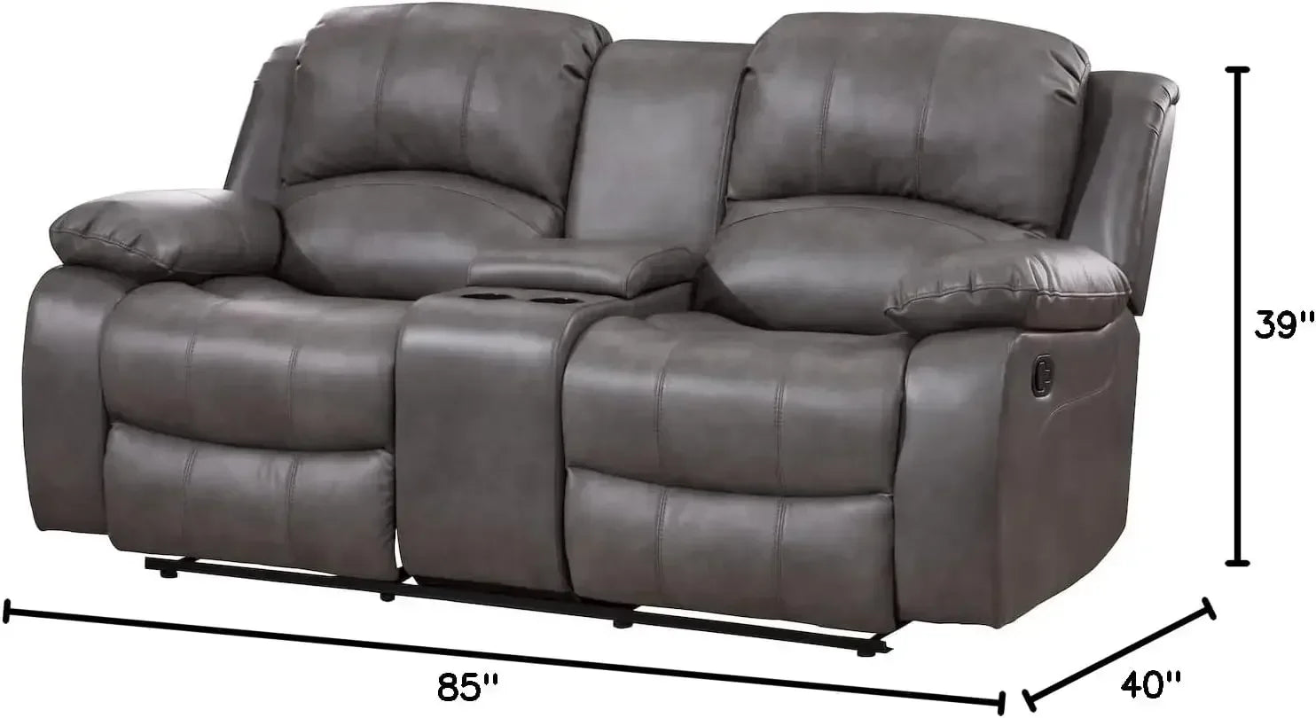 Reclining Sofa and Loveseat Set 2 PC Leather Air Couch