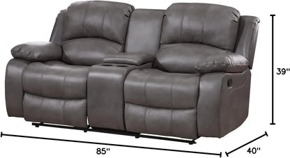 Reclining Sofa and Loveseat Set 2 PC Leather Air Couch