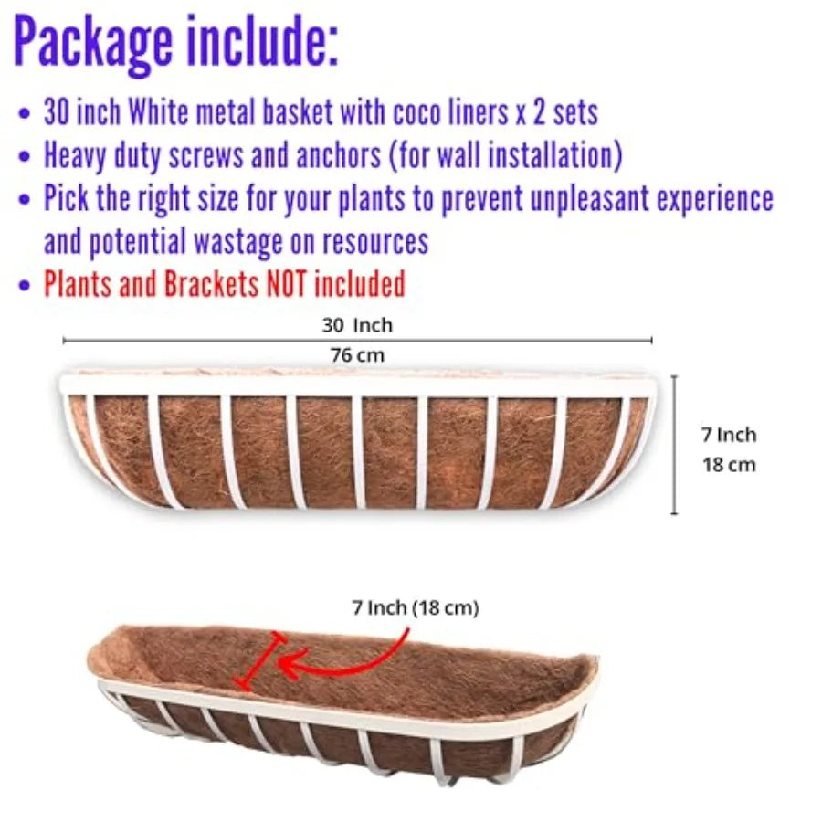 Outdoor Hanging Planter Boxes 30 Inch 2 Pack Coco Liner