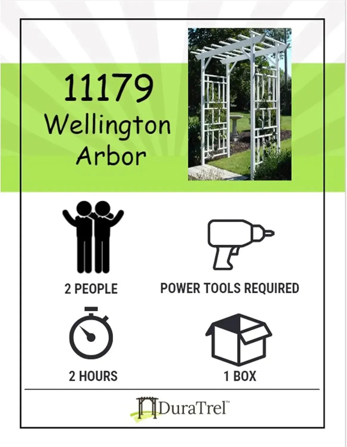 Wellington Vinyl Garden Archway, White, 72" x 85" w/ Trellis Sides for Climbing Plants