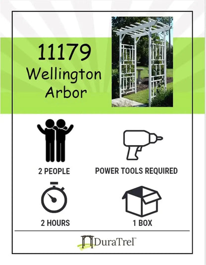 Wellington Vinyl Garden Archway, White, 72" x 85" w/ Trellis Sides for Climbing Plants