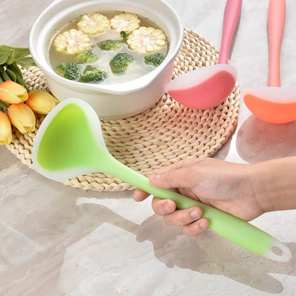 Silicone Soup Ladle 29cm Long Handle Heat Resistant Round Scoop