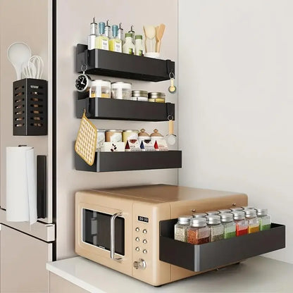 Magnetic Spice Rack For Refrigerator 4 Pack Kitchen Storage Shelf