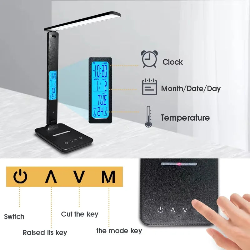 Wireless Charging LED Desk Lamp with a USB Charging Port, Dimmable, Sliding Function, Auto Timer, and Night Light