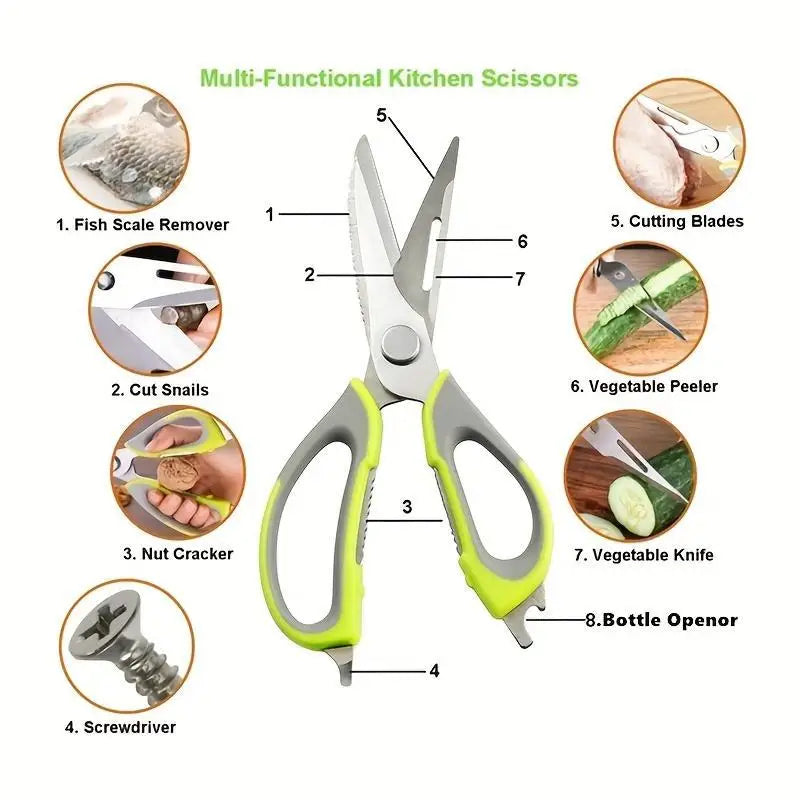 Multifunctional Kitchen Scissors 7 in 1 With Magnetic Holder