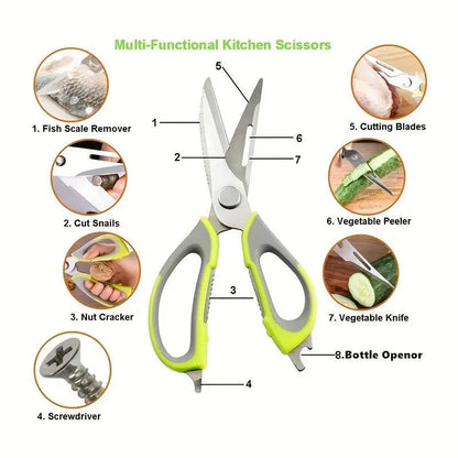 Multifunctional Kitchen Scissors 7 in 1 With Magnetic Holder