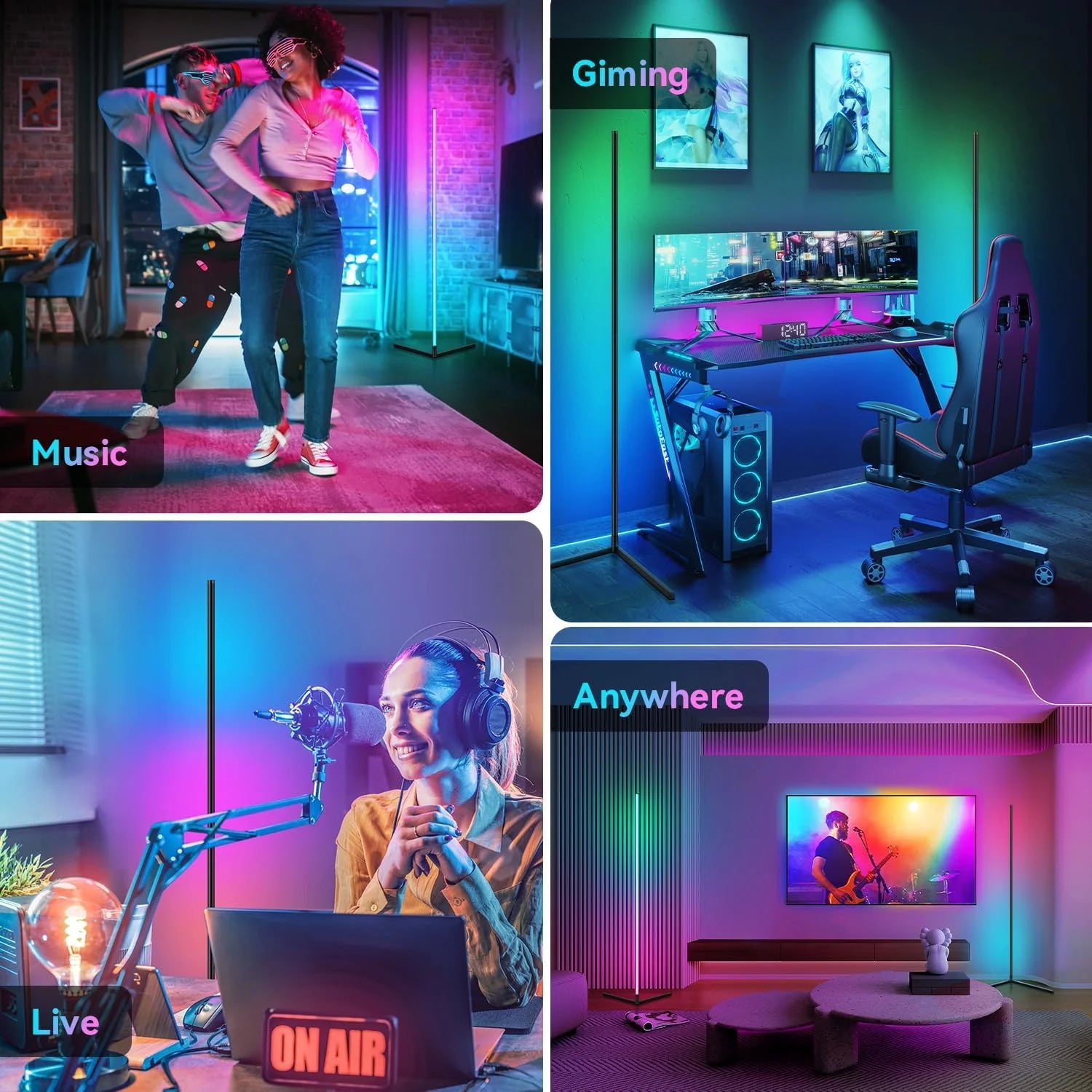Smart RGB Floor Lamp Music Sync App Control LED Fantasy Lighting