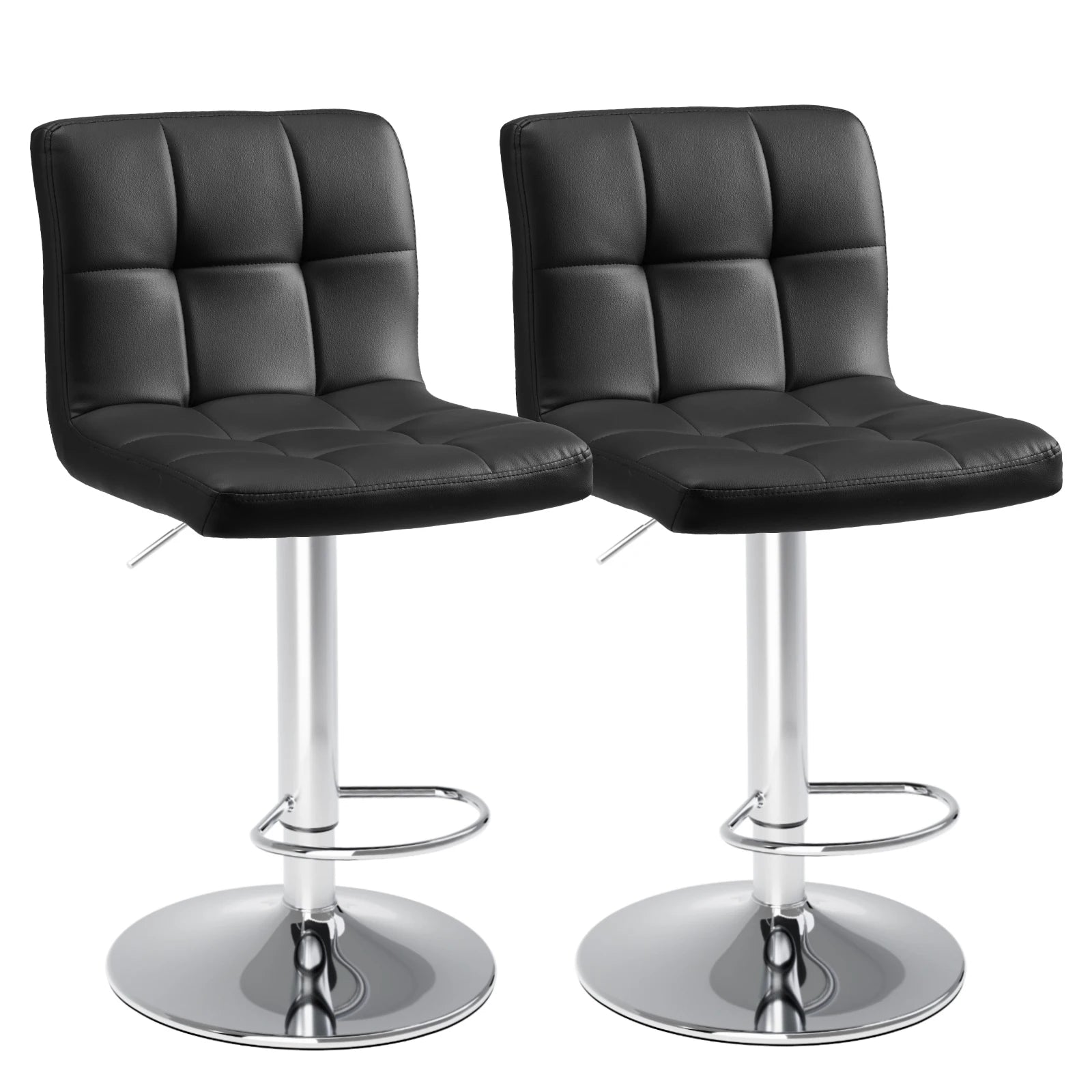 PU Leather Bar Stools Set of 3 26 Inch Swivel Counter Height Chairs