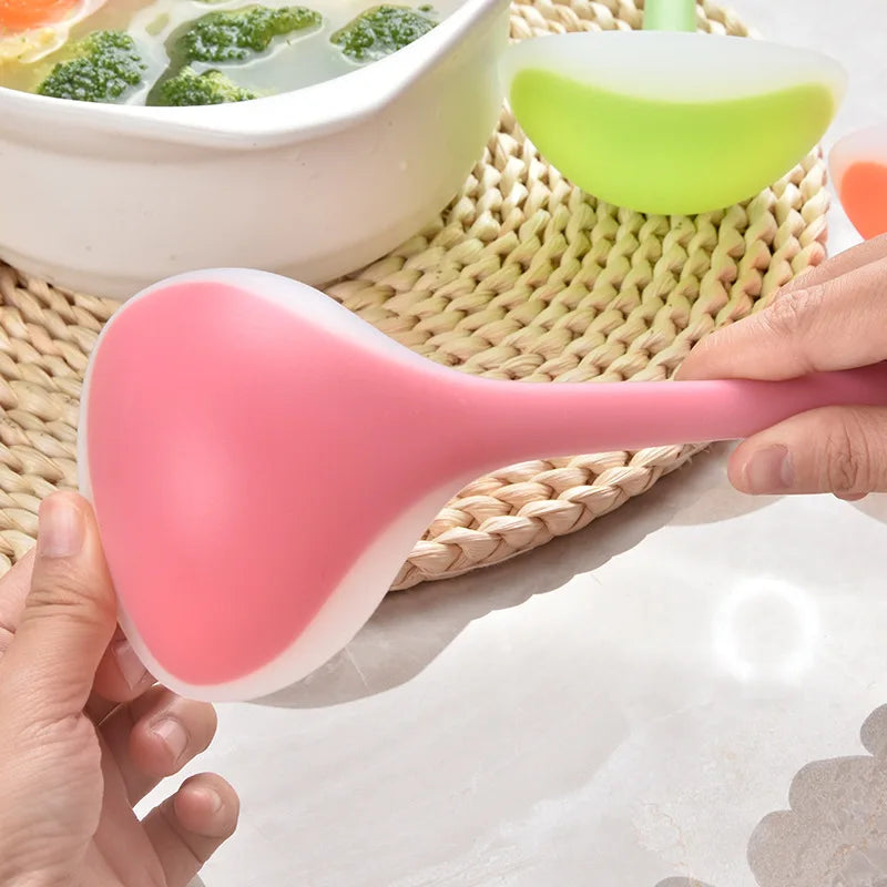 Silicone Soup Ladle 29cm Long Handle Heat Resistant Round Scoop