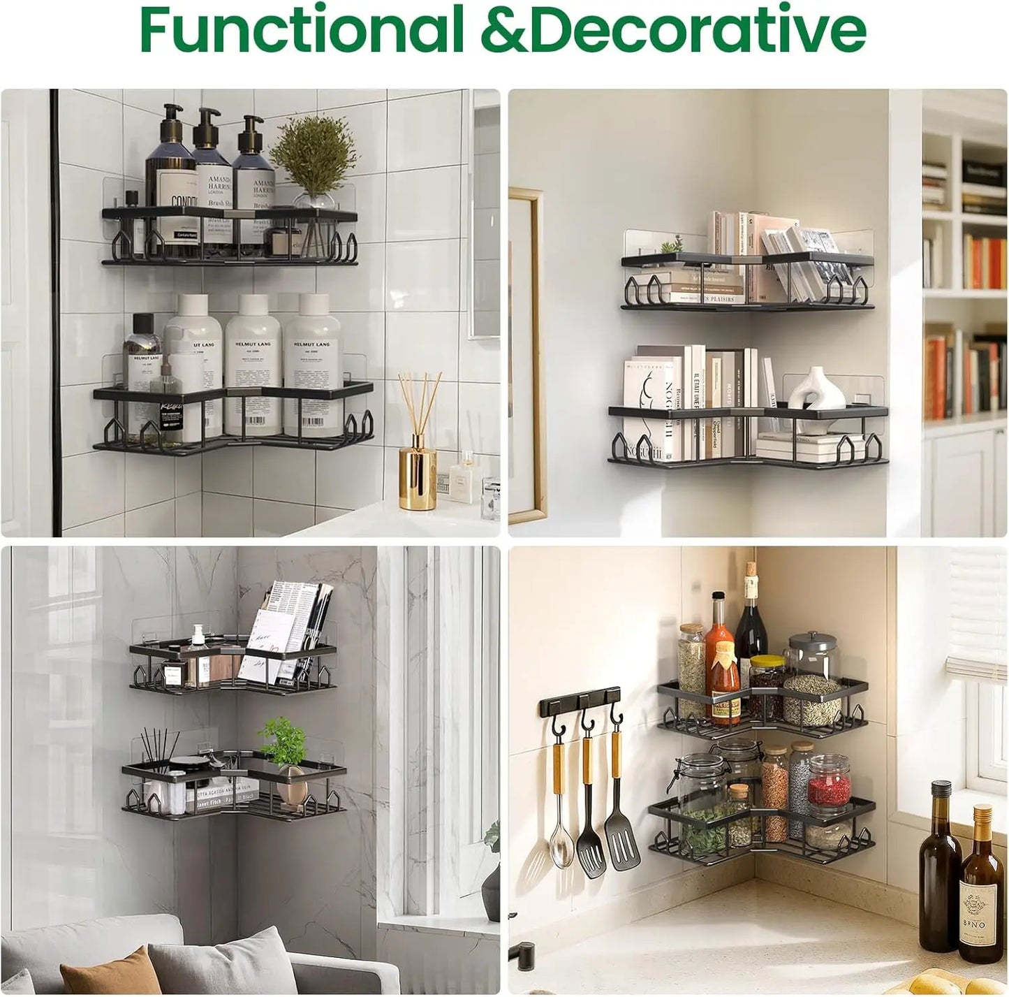 Stainless Steel Shower Caddy 2 Pack No Drill Corner Bathroom Organizer