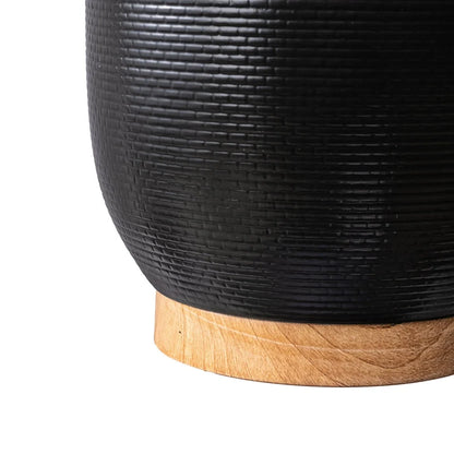 10 Inch Woven Black Ceramic Planter with Stable Base