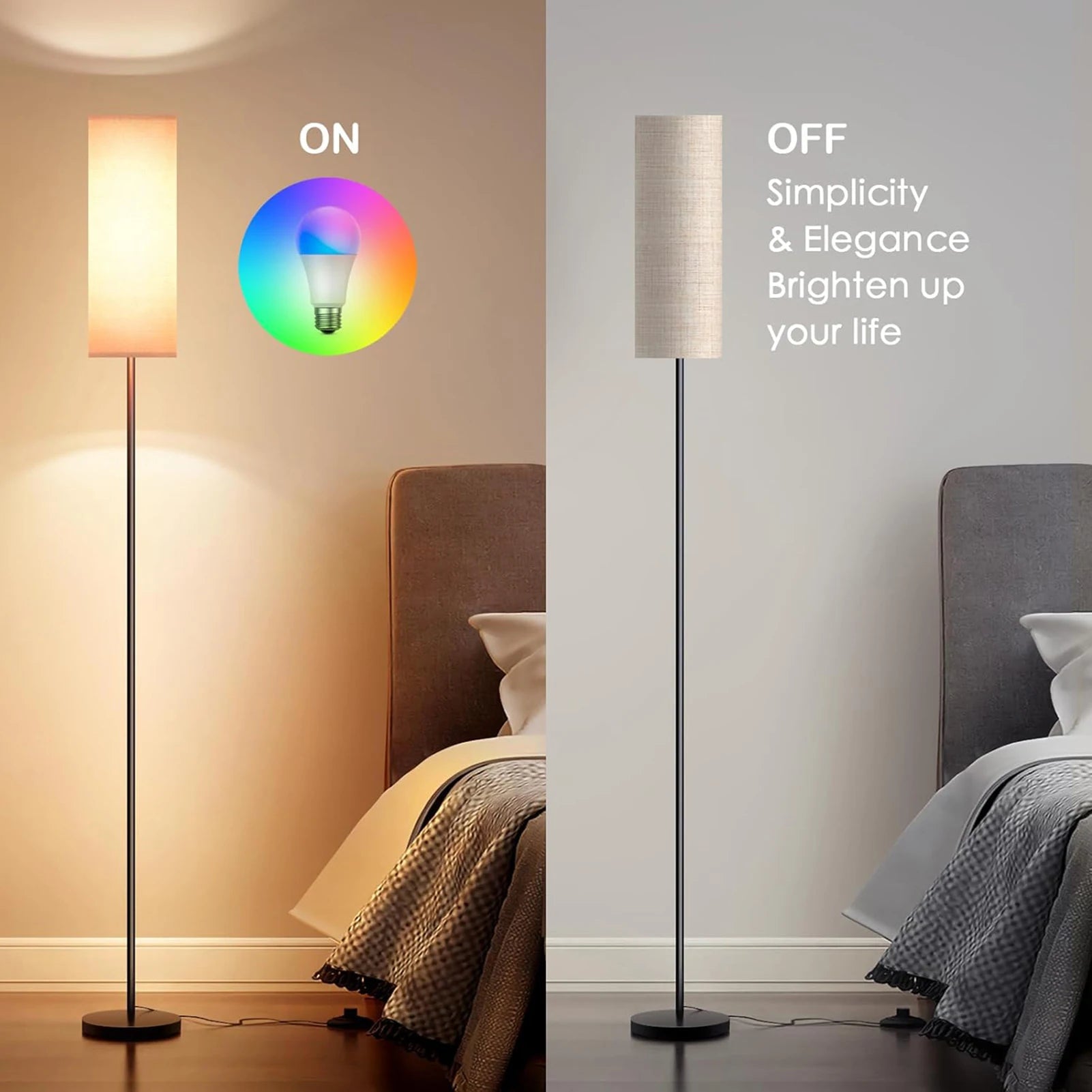 Modern Floor Lamp LED Lighting With Remote Control Adjustable