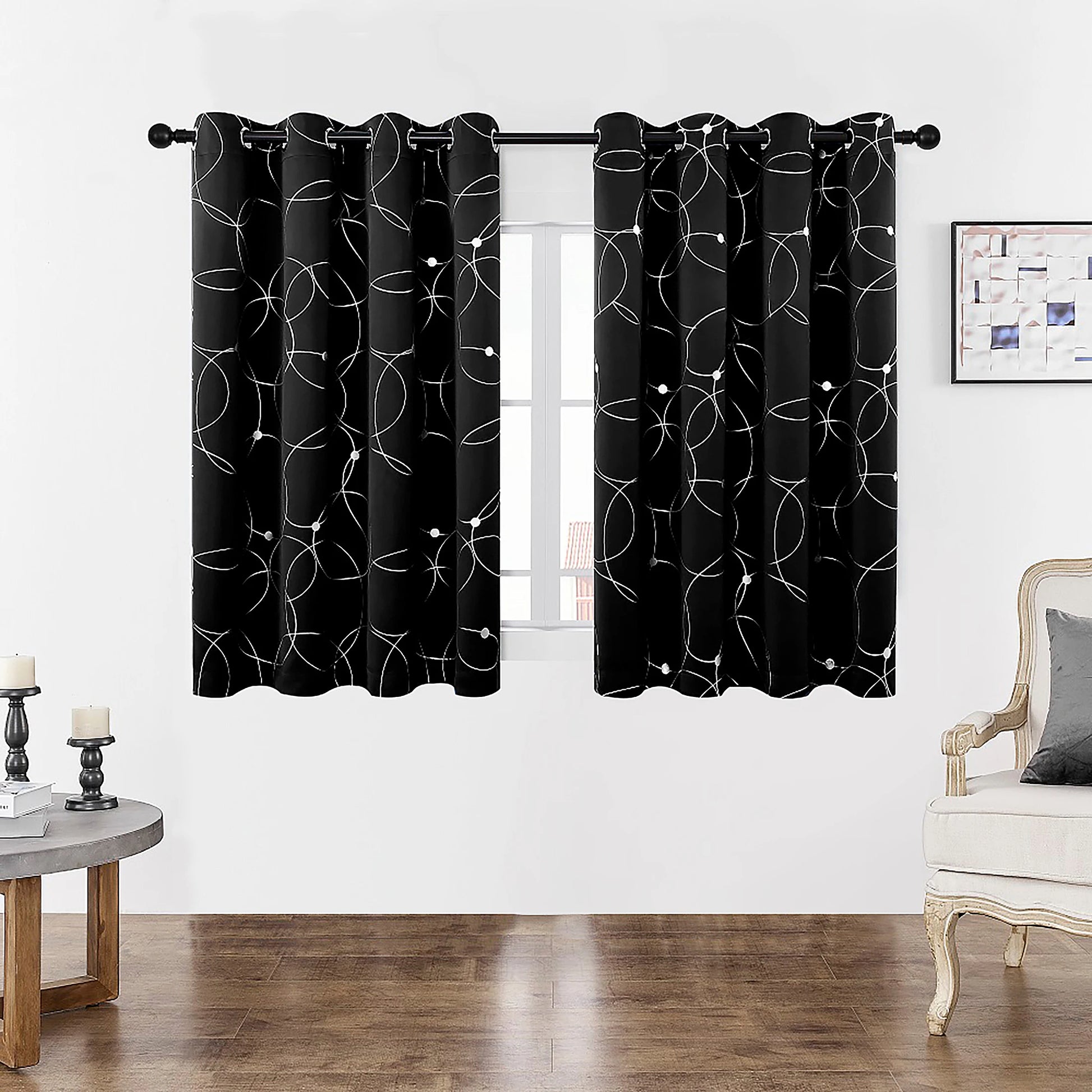 Blackout Curtains Pack of 2 Foil Printed Thermal Insulated Grommets