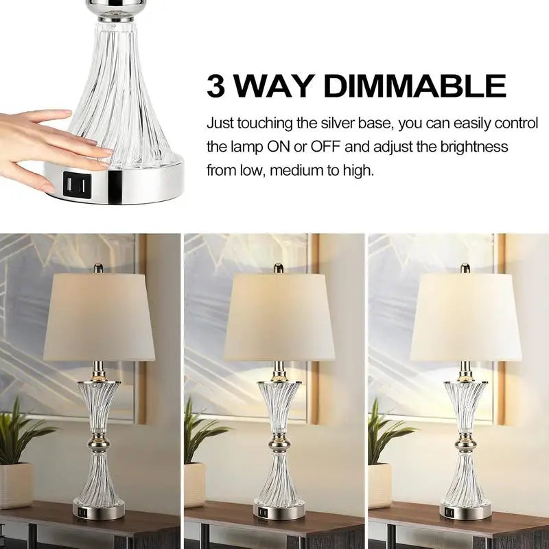 Table Lamp Set of 2 Dimmable Touch Control with USB Charging Ports