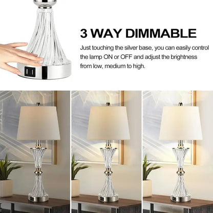 Table Lamp Set of 2 Dimmable Touch Control with USB Charging Ports